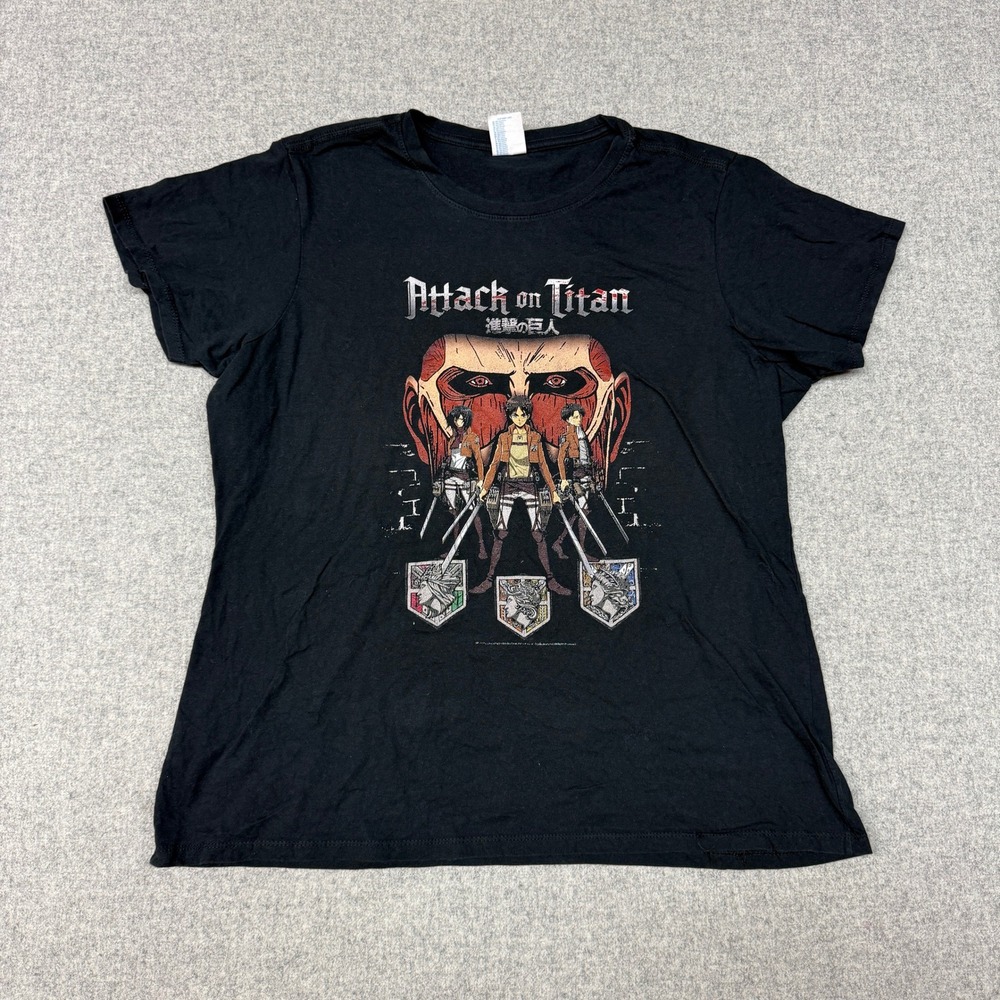 Port & Company Attack on Titan Graphic T-Shirt XL Black Anime Eren Mikasa Levi